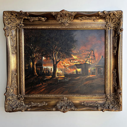 Rustic Cityscape Oil Painting "Ornate Frame" Elegant Belgique Artwork Holland Art Shop