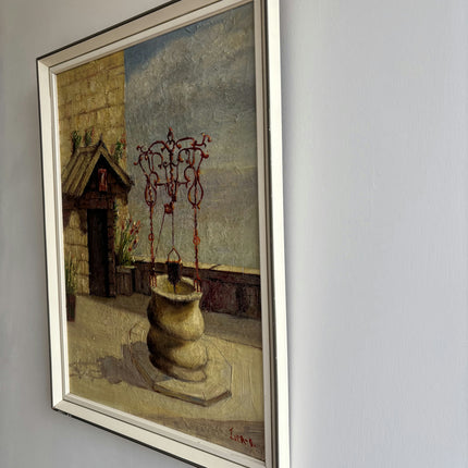 Traditional Scenery Oil Painting "Garden Fountain" Rustic Art Holland Art Shop