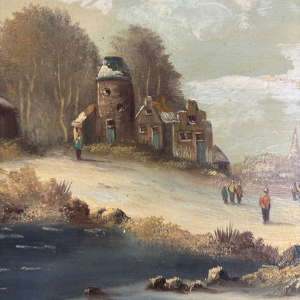 Authentic Winter Landscape Oil Painting "Gilded Frame" Detailed Artwork Holland Art Shop