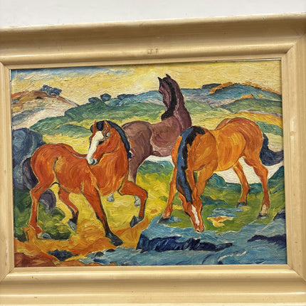 Rustic Animals Oil Painting "Grazing Horses" Classic Art Holland Art Shop