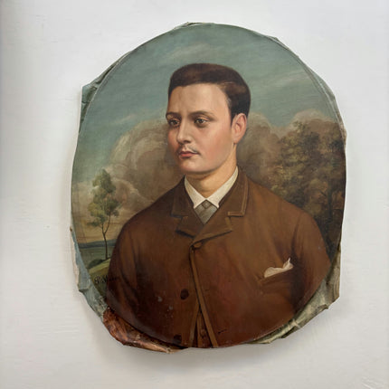 1887 Antique Portrait Oil Painting "Young Gentleman" Artwork Holland Art Shop