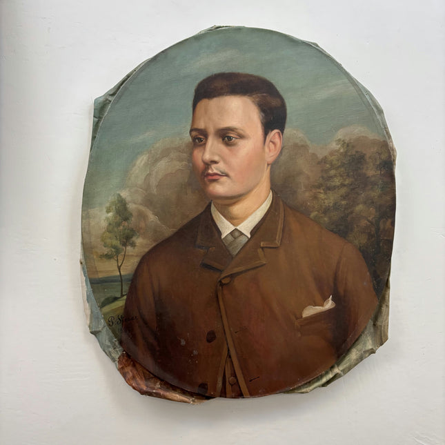1887 Antique Portrait Oil Painting "Young Gentleman" Artwork Holland Art Shop