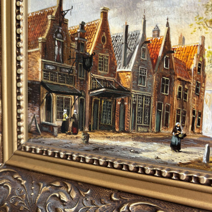 Expressive Cityscape Oil Painting "Golden Frame" Authentic Small Art Holland Art Shop