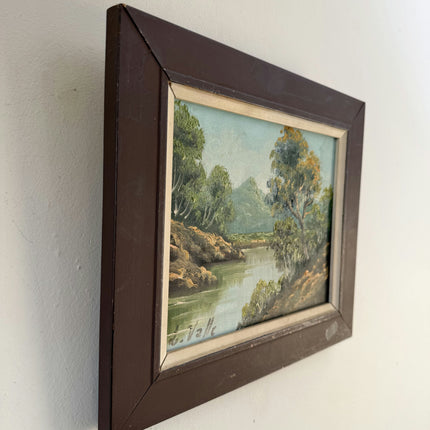 Classic Oil Painting Landscape "Mountain Reflection" Marvelous Small Artwork