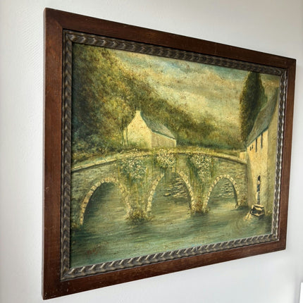 Original Oil Painting Landscape "Stone Bridge" Striking Large Artwork Holland Art Shop