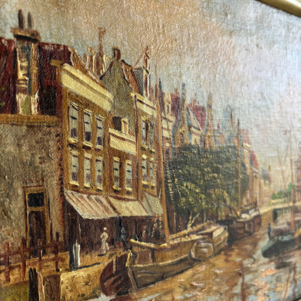 Traditional Harbor Scene Oil Painting "Gilded Frame" Detailed Artwork Holland Art Shop