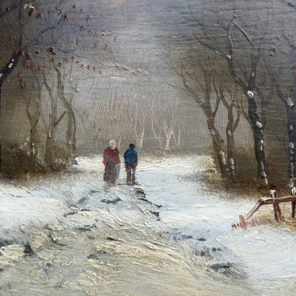 Original Winter Landscape Oil Painting "Gilded Frame" Expressive Artwork Holland Art Shop