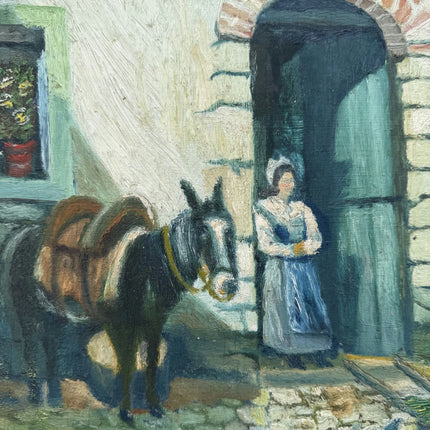 Handcrafted Farm Oil Painting "Market Donkey" Vintage Art Holland Art Shop