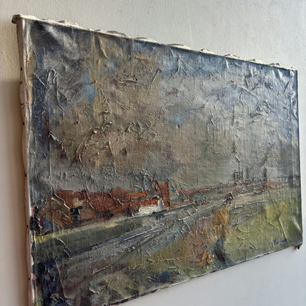 Refined Landscape Oil Painting "Seaside Village" Authentic Large Art Holland Art Shop
