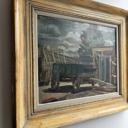 Classic Farm Oil Painting "Wooden Cart" Vintage Art Holland Art Shop