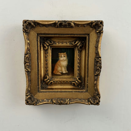 Detailed Animals Oil Painting "Framed Cat" Authentic Small Artwork Holland Art Shop