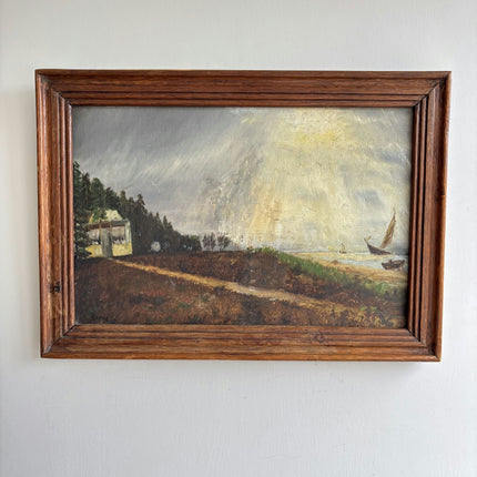 Handcrafted Harbor Scene Oil Painting "Sailing Boat" Original Art Holland Art Shop