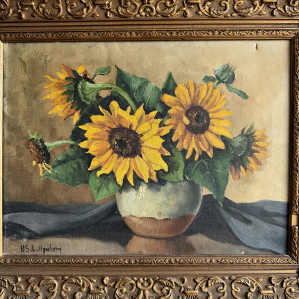 Expressive Floral Still Life Oil Painting "Sunflower Vase" Traditional Art Holland Art Shop