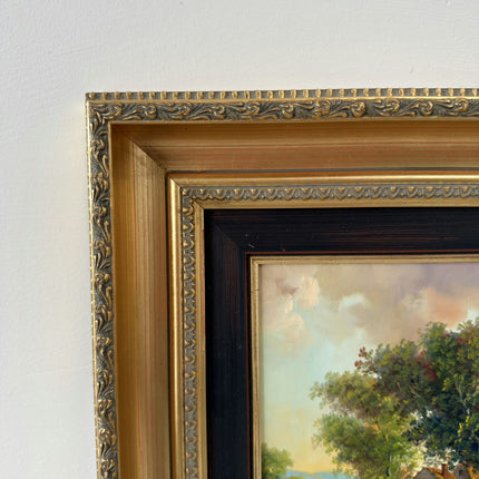 Handcrafted Landscape Oil Painting "Thatched Cottage" Original Small Artwork Holland Art Shop