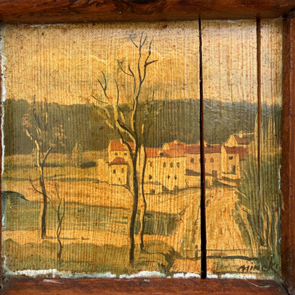 Traditional Landscape Oil Painting "Painted Frame" Authentic Small Artwork Holland Art Shop