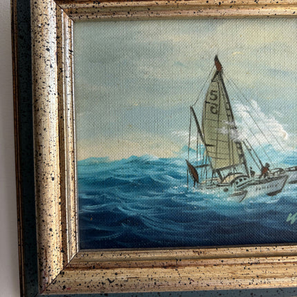 Detailed Seascape Oil Painting "Sailing Boat" Original Small Art Holland Art Shop
