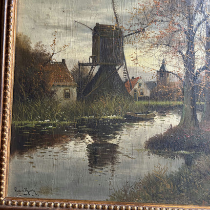Refined Landscape Oil Painting "Windmill Tower" Detailed Artwork Holland Art Shop
