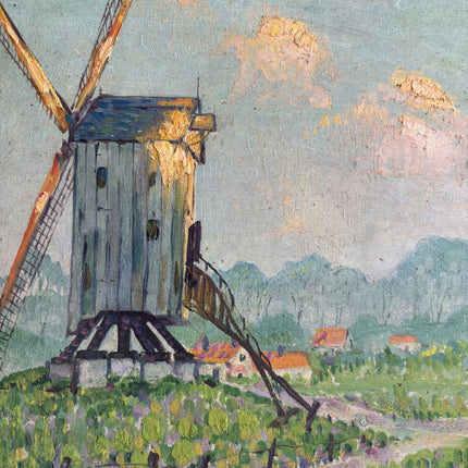 1940 Landscape Oil Painting "Old Windmill" Small Artwork Holland Art Shop