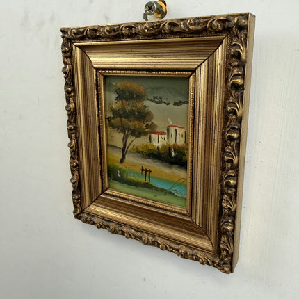 Expressive Landscape Oil Painting "Gilded Frame" Rustic Small Art Holland Art Shop
