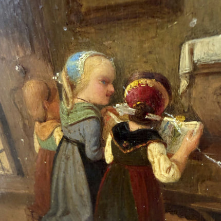 Classic Figurative Oil Painting "Two Girls" Refined Small Artwork Holland Art Shop
