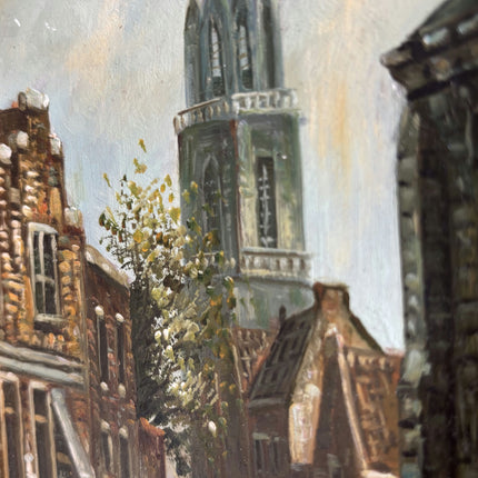 Traditional Cityscape Oil Painting "Gilded Frame" Rustic Small Art Holland Art Shop