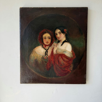 19th Century Oil Painting Portrait "Two Women" Medium Artwork Holland Art Shop