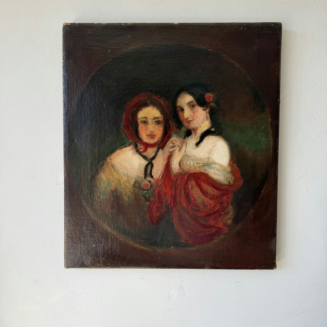 19th Century Oil Painting Portrait "Two Women" Medium Artwork Holland Art Shop