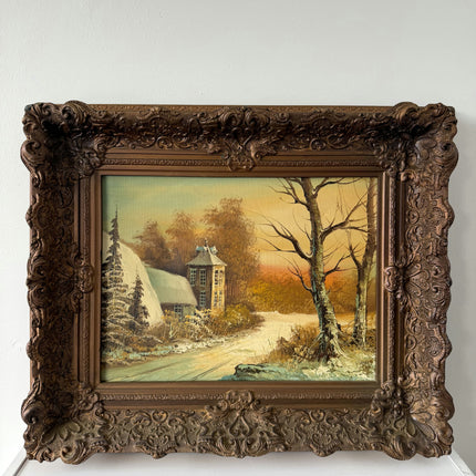 Original Landscape Oil Painting "Snowy Cottage" Refined Artwork Holland Art Shop