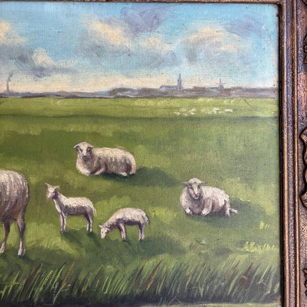 Expressive Animals Oil Painting "Grazing Sheep" Handcrafted Artwork Holland Art Shop