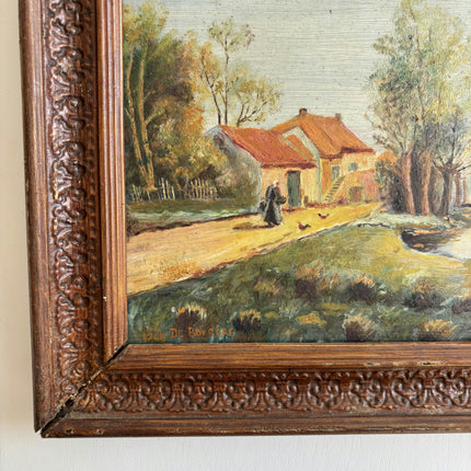 Original Landscape Oil Painting "Wooden Frame" Expressive Small Artwork Holland Art Shop