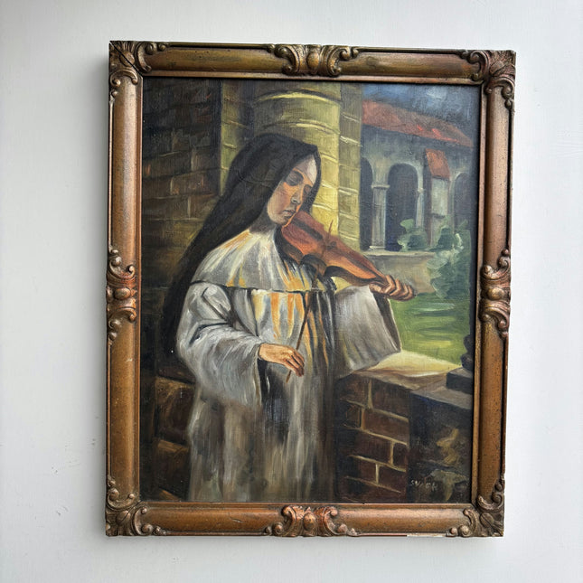 Expressive Portrait Oil Painting "Violinist Woman" Elegant Art Holland Art Shop