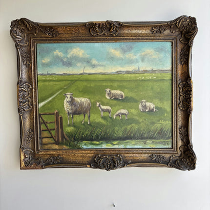 Expressive Animals Oil Painting "Grazing Sheep" Handcrafted Artwork Holland Art Shop