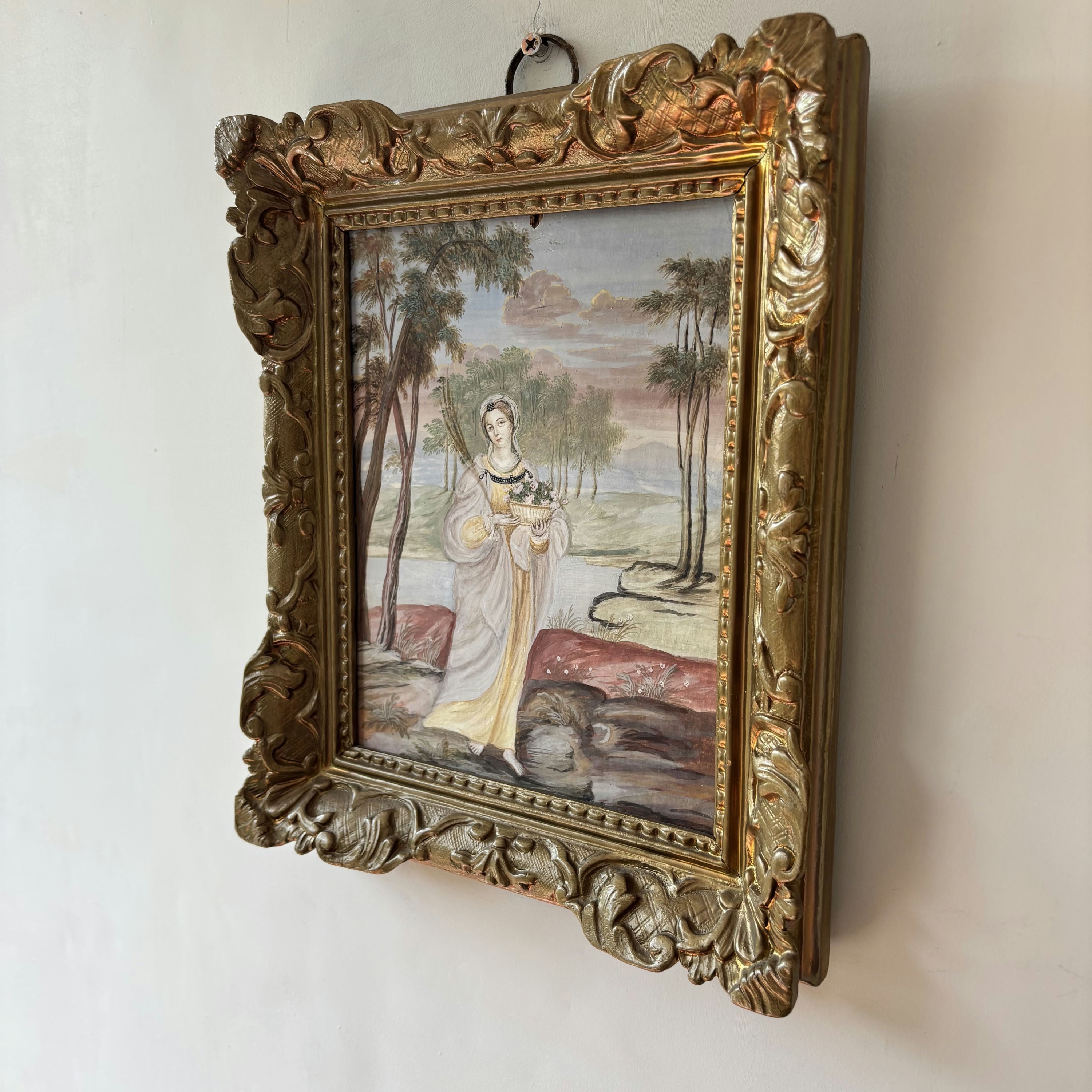 19th Century Antique Portrait Egg Tempera 