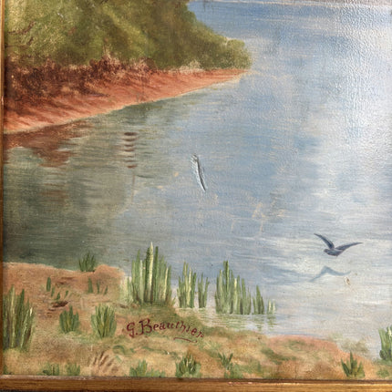 Traditional Landscape Oil Painting "River Scene" Original French Artwork Holland Art Shop
