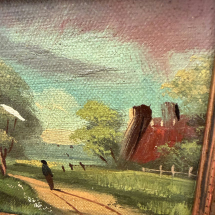Refined Landscape Oil Painting "Walking Figure" Classic Small Artwork Holland Art Shop