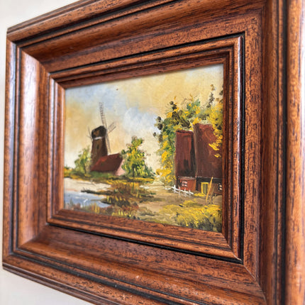 Rustic Landscape Oil Painting "Wooden Frame" Authentic Small Art Holland Art Shop
