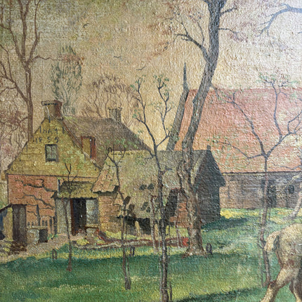 Elegant Farm Oil Painting "Grazing Horse" Handcrafted Large Art Holland Art Shop