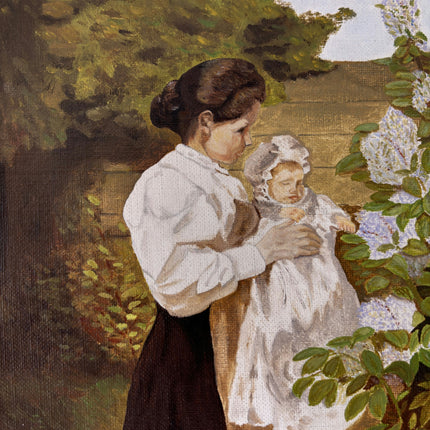 Vintage Oil Painting Figurative "Mother And Child" Intriguing Medium Artwork Holland Art Shop