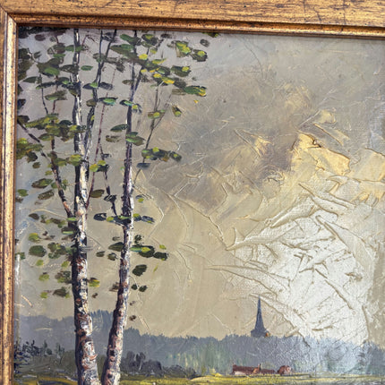 Refined Landscape Oil Painting "Birch Tree" Handcrafted Small Artwork Holland Art Shop