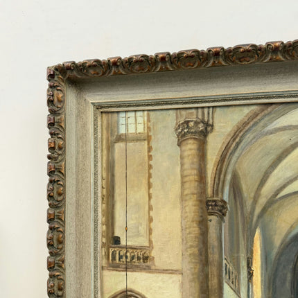 Traditional Church Interior Oil Painting "Arched Nave" Rustic Large Artwork Holland Art Shop