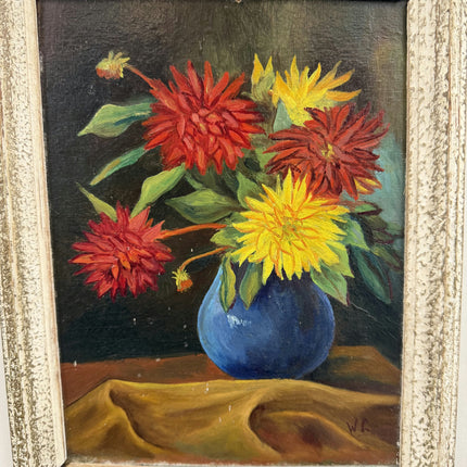 Original Floral Still Life Oil Painting "Blue Vase" Expressive Small Art Holland Art Shop