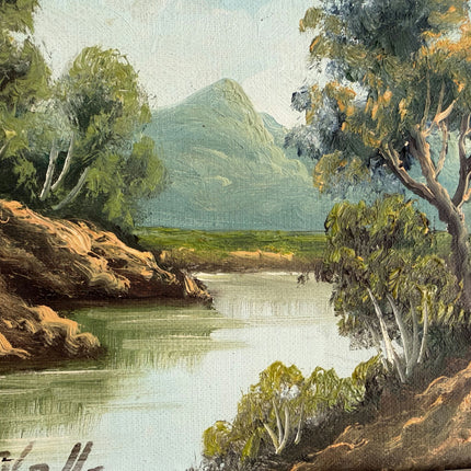 Classic Oil Painting Landscape "Mountain Reflection" Marvelous Small Artwork