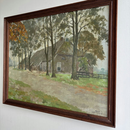 Classic Farm Oil Painting "Thatched Cottage" Refined Artwork Holland Art Shop
