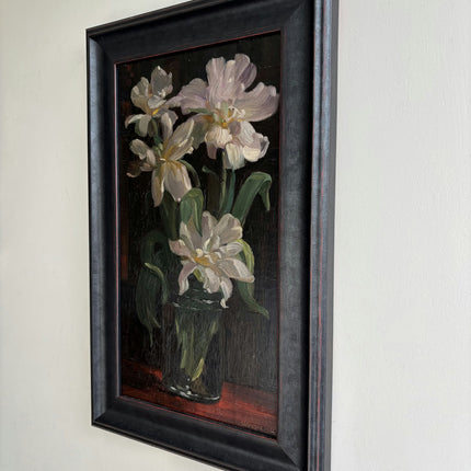 Expressive Oil Painting "White Irises" Handcrafted Artwork Holland Art Shop