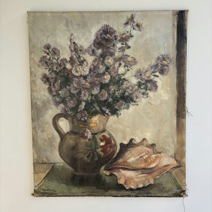 Classic Floral Still Life Oil Painting "Conch Shell" Authentic Artwork Holland Art Shop