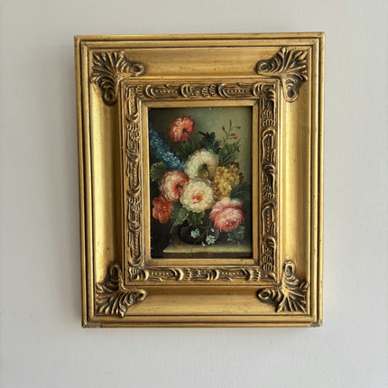 Expressive Flowery Still Life Oil Painting "Gilded Frame" Small Artwork Holland Art Shop
