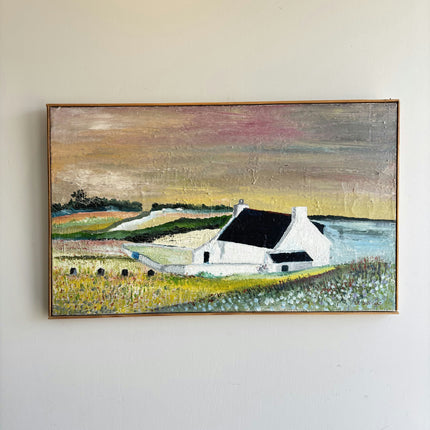 Refined Seascape Oil Painting "White Cottage" Classic Artwork Holland Art Shop