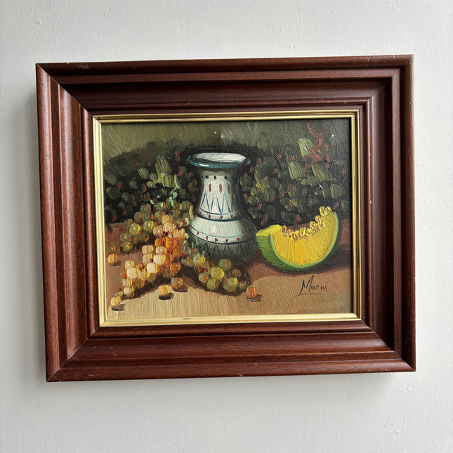 Vintage Still Life Oil Painting "Decorated Vase" Rustic Small Artwork Holland Art Shop