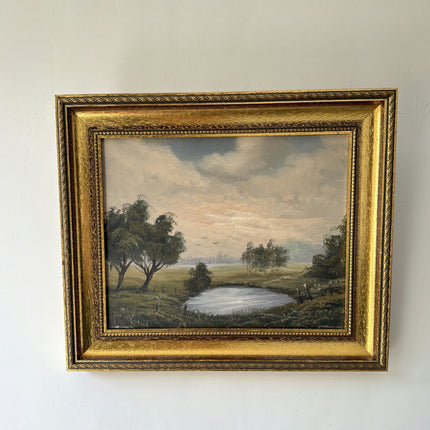 Rustic Landscape Oil Painting "Gilded Frame" Refined Small Art Holland Art Shop
