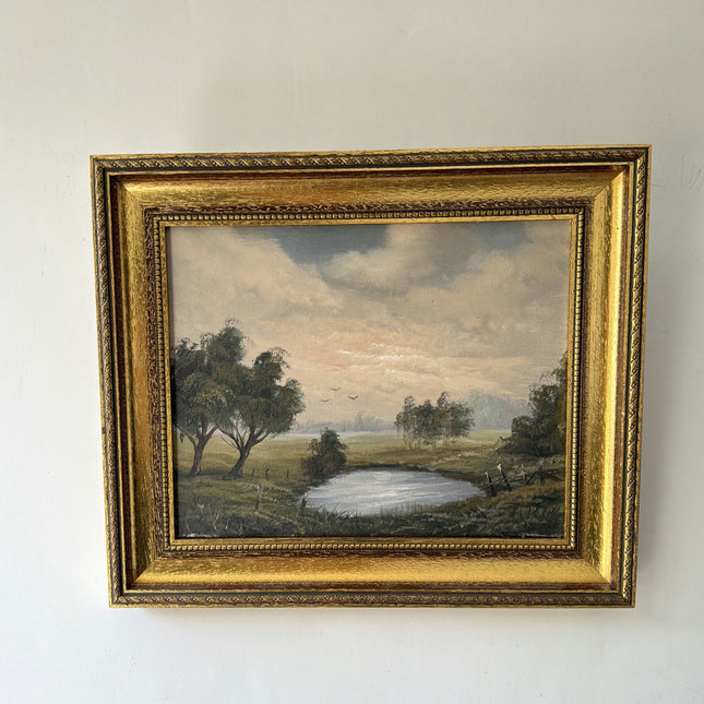 Rustic Landscape Oil Painting "Gilded Frame" Refined Small Art Holland Art Shop